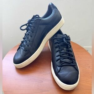 Puma Basket, Citi Series, Black and White Men Leather Sneakers Size 9.5